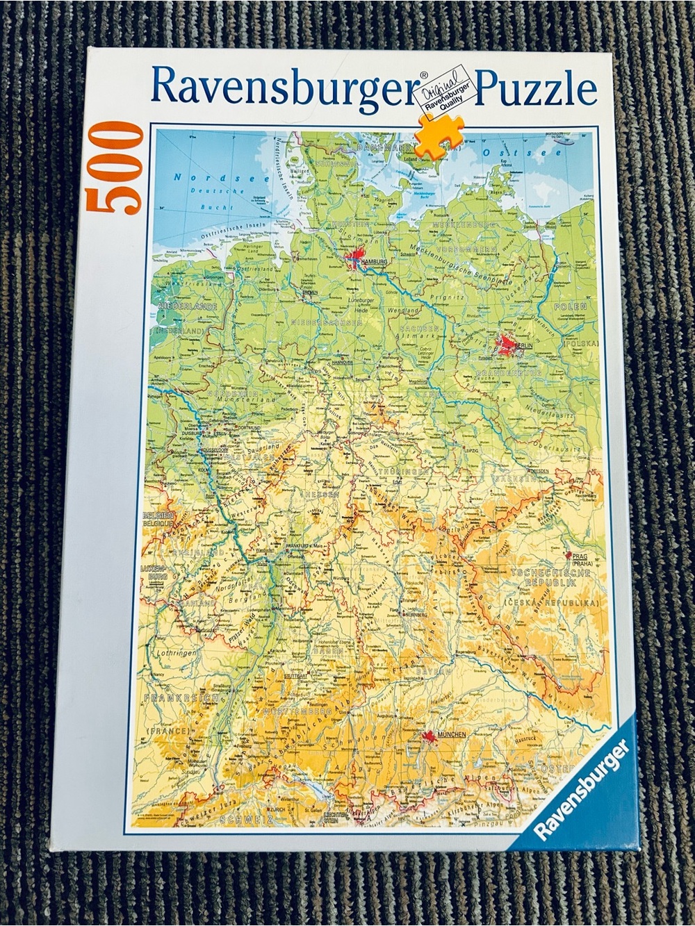 Ravensburger Germany Deutschland Double Sided Political Physical Puzzle 500 PCS